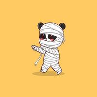 Cute kawaii momie panda halloween personnage illustration vecteur