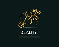 logo de signature lettre b de luxe en or. logo lettre b élégant et minimaliste avec style d'écriture manuscrite vecteur