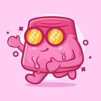 mascotte de personnage de gâteau au pudding drôle exécutant un dessin animé isolé dans un style plat vecteur