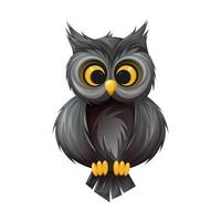 hibou mignon avec de grands yeux. symbole de sagesse et de nuit. illustration de vecteur de dessin animé d'un oiseau.