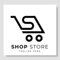 chariot lettre s logo design vecteur. création de logo d'entreprise pour supermarché, hypermarché, commerce électronique