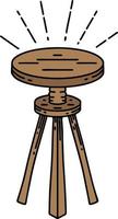 illustration d'un tabouret en bois de style tatouage traditionnel vecteur