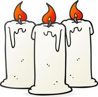 bougies allumées caricature dessinée à main levée vecteur
