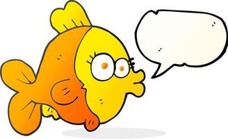 poisson de dessin animé drôle de bulle de discours dessiné à main levée vecteur