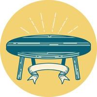 icône d'une table en bois de style tatouage vecteur