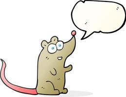 souris de dessin animé à bulle de dialogue dessinée à main levée vecteur