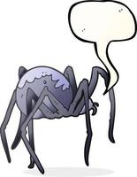Araignée effrayante de dessin animé de bulle de discours dessiné à main levée vecteur