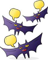 Freehand dessinée bulle dessin animé halloween bat vecteur