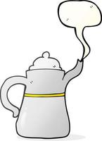 Pot de café dessin animé bulle discours dessiné à main levée vecteur