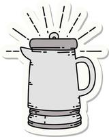 autocollant d'une cafetière style tatouage vecteur