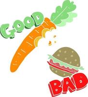 illustration en couleur plate de la bonne et de la mauvaise nourriture vecteur