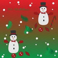 décoration de noël avec sapin de noël, bonhomme de neige et accessoires, laissez-le neiger pour la conception de cartes de noël, de sacs-cadeaux ou de boîtes vecteur