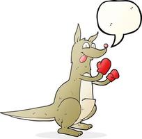 Bulle de dialogue dessinée à main levée dessin animé kangourou de boxe vecteur