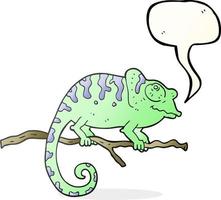 Caméléon de dessin animé à bulle de dialogue dessiné à main levée vecteur