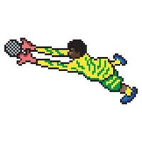 joueur de football gardien de but pixel art. vecteur