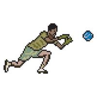 joueur de football gardien de but pixel art. vecteur