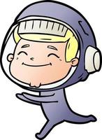 heureux, dessin animé, astronaute vecteur