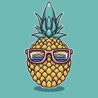 dessin animé cool d'ananas vecteur