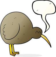 Bulle de dialogue dessinée à main levée dessin animé oiseau kiwi vecteur