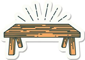 autocollant d'une table en bois style tatouage vecteur