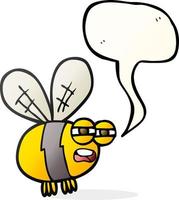 abeille de dessin animé de bulle de discours dessiné à main levée vecteur
