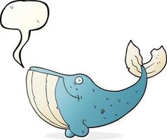 Bulle de dialogue dessinée à main levée baleine de dessin animé vecteur