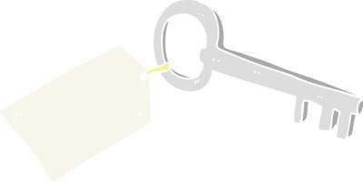 illustration en couleur plate de la clé avec étiquette vecteur