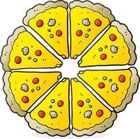 Pizza cartoon dessiné à main levée vecteur