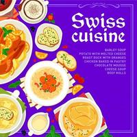 modèle de couverture de menu de restaurant de cuisine suisse vecteur