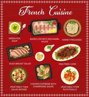modèle de page de menu de restaurant de cuisine française vecteur