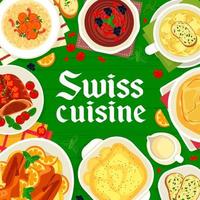 modèle de couverture de menu de repas de restaurant de cuisine suisse vecteur