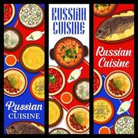 bannières de repas de cuisine russe, plats traditionnels vecteur
