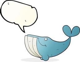 Bulle de dialogue dessinée à main levée dessin animé baleine heureuse vecteur