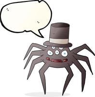 Bulle de dialogue dessinée à main levée dessin animé araignée halloween vecteur