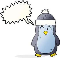 Pingouin de dessin animé à bulles dessinées à main levée vecteur