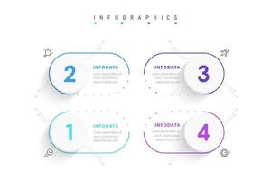 modèle de conception d'étiquettes infographiques vectorielles avec icônes et 4 options ou étapes. peut être utilisé pour le diagramme de processus, les présentations, la mise en page du flux de travail, la bannière, l'organigramme, le graphique d'informations. vecteur