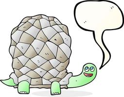 Bulle de dialogue dessinée à main levée tortue de dessin animé vecteur