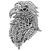 tête d'oiseau aigle dessin au trait vecteur