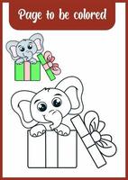 livre de coloriage pour enfant, éléphant mignon vecteur