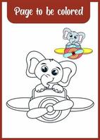 livre de coloriage pour enfant, éléphant mignon vecteur