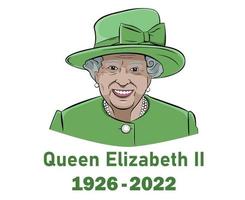 reine elizabeth costume 1926 2022 visage portrait vert britannique royaume uni national europe pays vecteur illustration conception abstraite