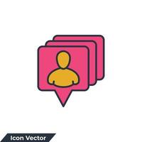 suiveurs icône logo illustration vectorielle. modèle de symbole de notifications de médias sociaux pour la collection de conception graphique et web vecteur
