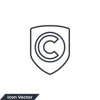 icône de droit d'auteur logo illustration vectorielle. droit d'auteur sur le modèle de symbole de bouclier pour la collection de conception graphique et web vecteur