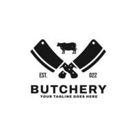 vecteur de conception de logo de boucherie. logo de magasin de viande