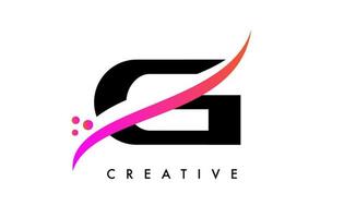 création de logo de lettre g avec élégant vecteur créatif swoosh et points