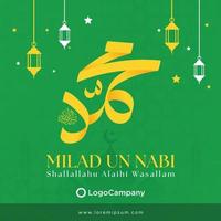 heureux maulid nabi muhammad, ou mawlid al nabi muhammad, ou mawlid prophète muhammad avec un style plat. illustration vectorielle vecteur