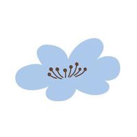 jolie fleur bleue isolée sur fond blanc. illustration vectorielle dans un style plat dessiné à la main. parfait pour les cartes, le logo, les décorations, les designs de printemps et d'été. clipart botanique. vecteur