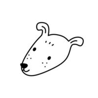 visage de chien mignon isolé sur fond blanc. chiot heureux. illustration vectorielle dessinée à la main dans un style doodle. parfait pour les décorations, cartes, logo, divers designs. personnage de dessin animé simple. vecteur