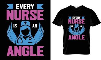 graphique de conception de t-shirt infirmière ange. vecteur