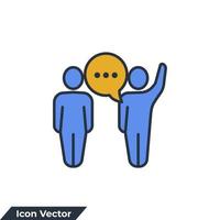 illustration vectorielle de communication icône logo. modèle de symbole de personnes parlantes pour la collection de conception graphique et web vecteur